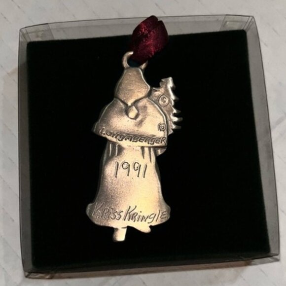 Vintage Longaberger Commemorative Santa Collection Pewter Ornaments - Box of 4 - Picture 14 of 15